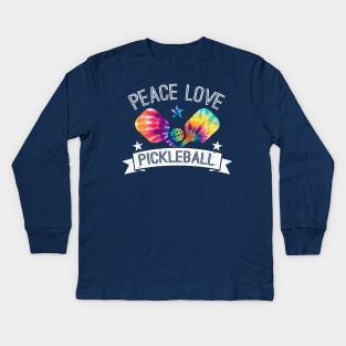 Funky Distressed Pickleball Shirt Peace Love Pickleball Kids Long Sleeve T-Shirt